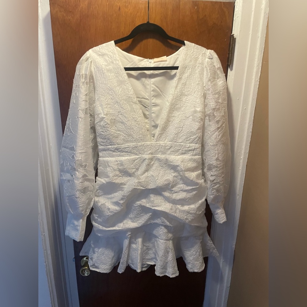 Showpo white long sleeve mini dress
